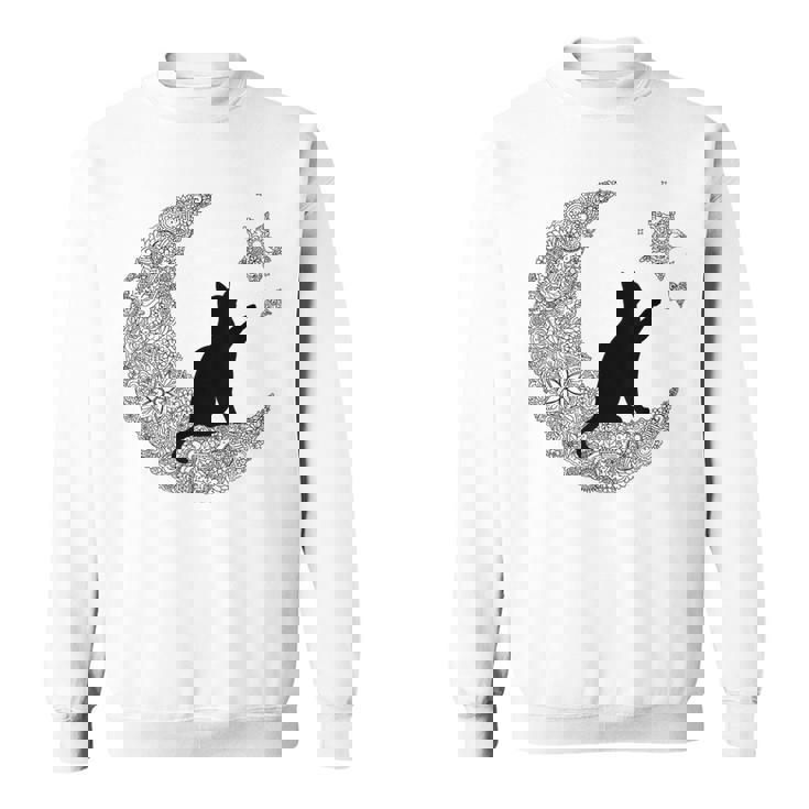 曼荼羅猫tシャツ レディース メンズ ユース 月と星 スウェットシャツ