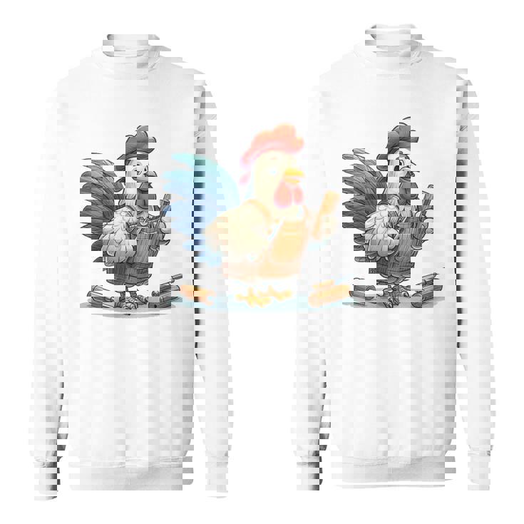 木彫りの鶏、かわいいデザイン スウェットシャツ