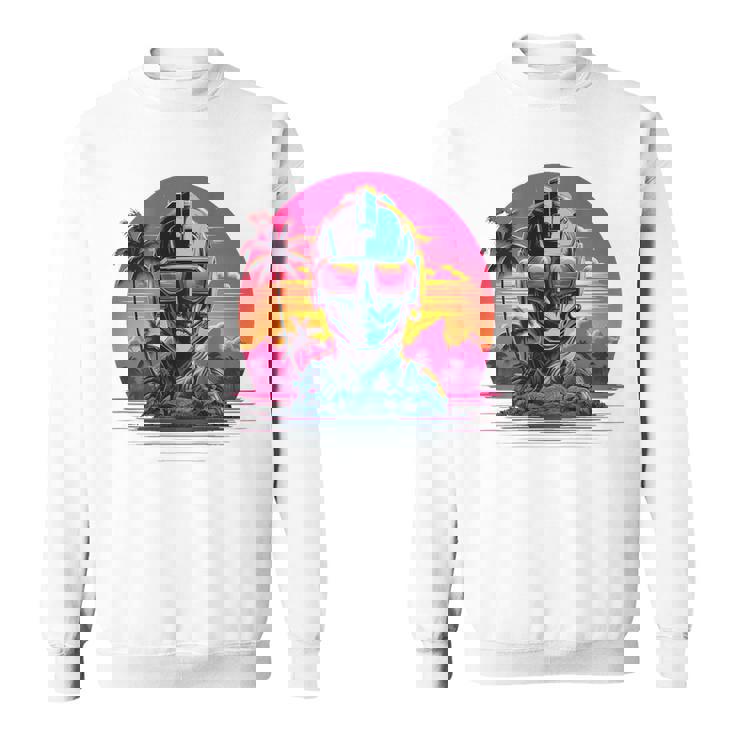 バックプリント 未来派 レトロ ヴェイパーウェーブ サイバーパンク 彫刻 スウェットシャツ