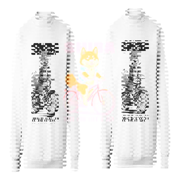 柴犬 いぬ イラスト 柴犬好き 犬好き 自転車 かわいい おもしろ レトロ Ride For Life's Joy 長袖tシャツ スウェットシャツ