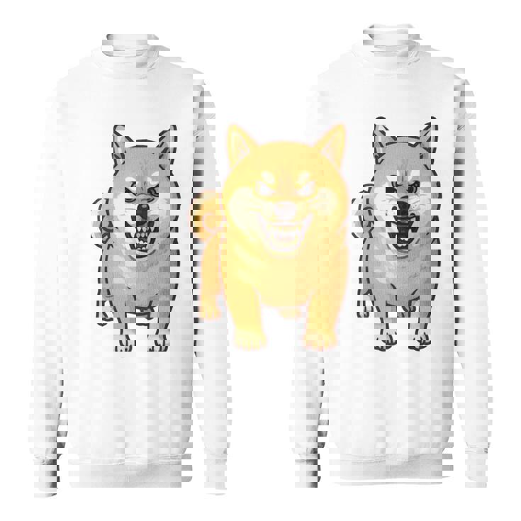 柴犬 犬 ムキッ ムキ顔 水彩 我慢の限界 怒る犬 イラスト おもしろ 長袖tシャツ スウェットシャツ