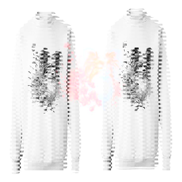 桜 水彩パピヨン スウェットシャツ