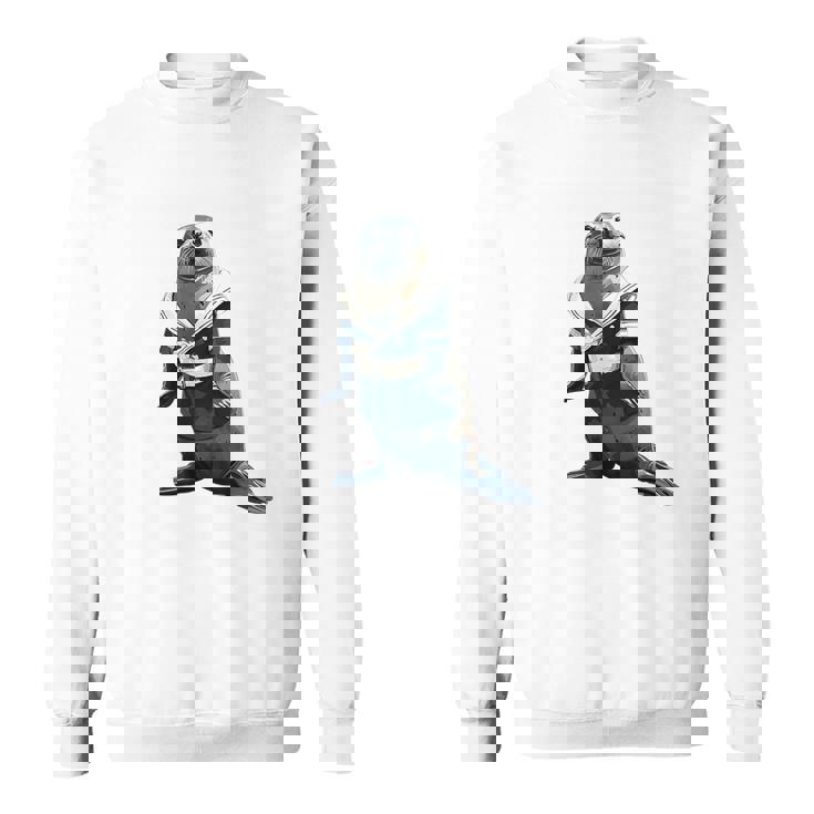 楽しいセーラー服のユーモラスなアザラシ スウェットシャツ