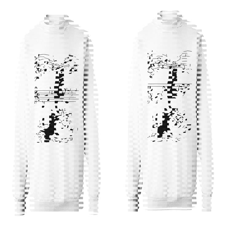 楽譜で遊ぶ面白い猫 スウェットシャツ
