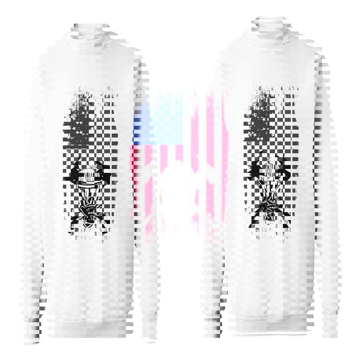 消防士 アメリカ国旗 7月4日 男性 お父さん 消防士 長袖tシャツ スウェットシャツ