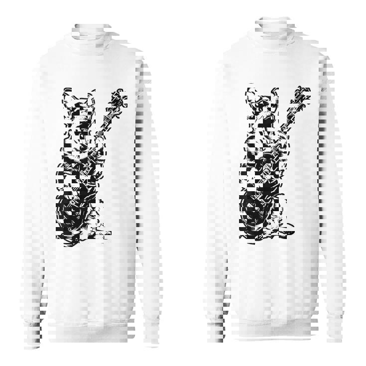 犬 ギタリスト ギター ペンブローク ウェールズ コーギー パパ ママ スウェットシャツ