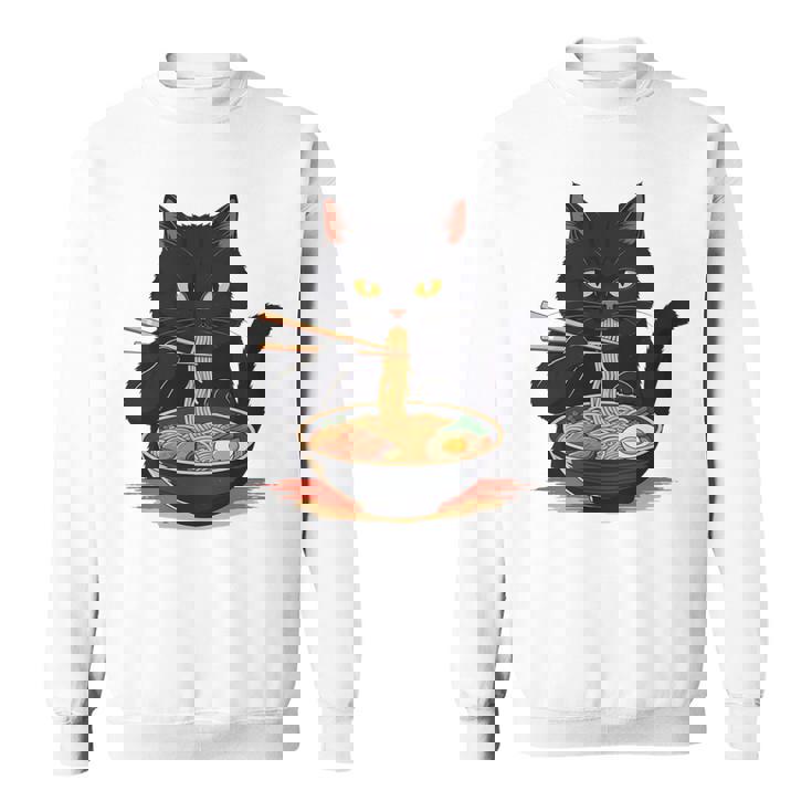猫 ラーメン グラフィック 日本語 カワイイ アニメ 面白い ラーメン 猫 長袖tシャツ スウェットシャツ