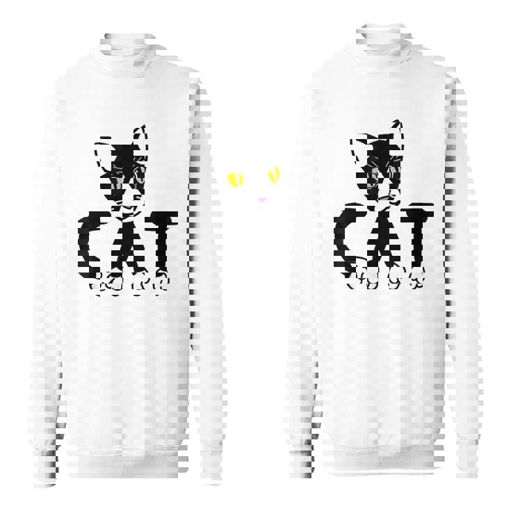 猫 子猫 ハチワレ モノトーン 白 黒 かわいい ユニーク スウェットシャツ