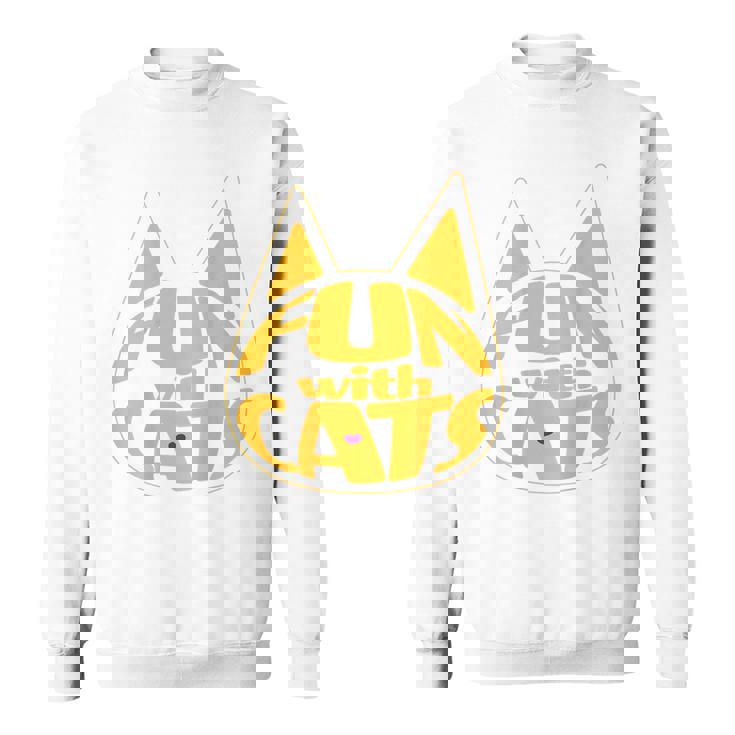 猫と一緒に楽しい！ バックプリント かわいい ねこ好き おもしろ スウェットシャツ