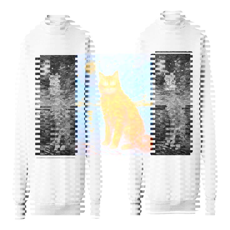 猫のポートレートオイル印刷甘い子猫 長袖tシャツ スウェットシャツ