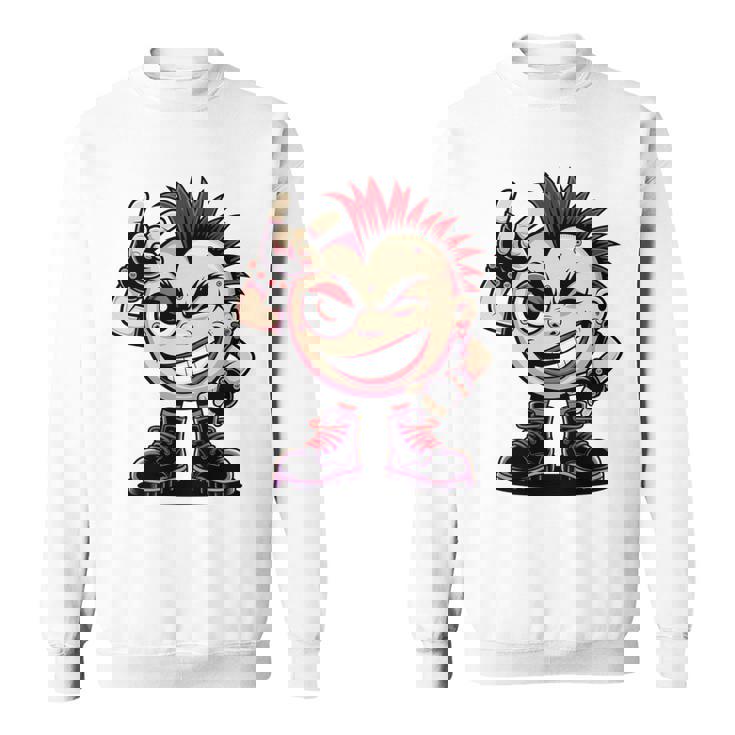 生意気なパンクロックロッカー イロとブーツ付き 面白いパンク 長袖tシャツ スウェットシャツ