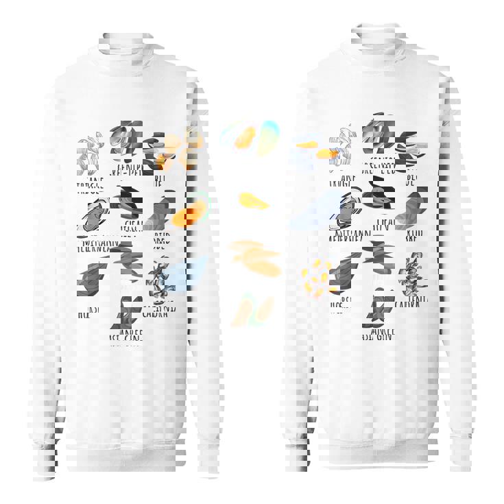 異なる種類のムール貝の品種コレクション、かわいいムール貝が大好き スウェットシャツ