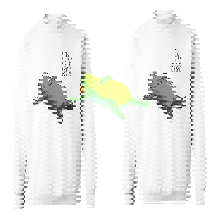 終わった、リラックスしているカエル、カエル好きの面白いカエル、カエル スウェットシャツ