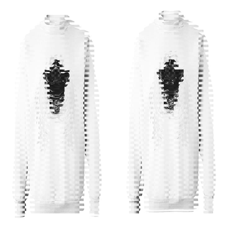 羽の天使の翼 カウボーイスカル 背中 スウェットシャツ