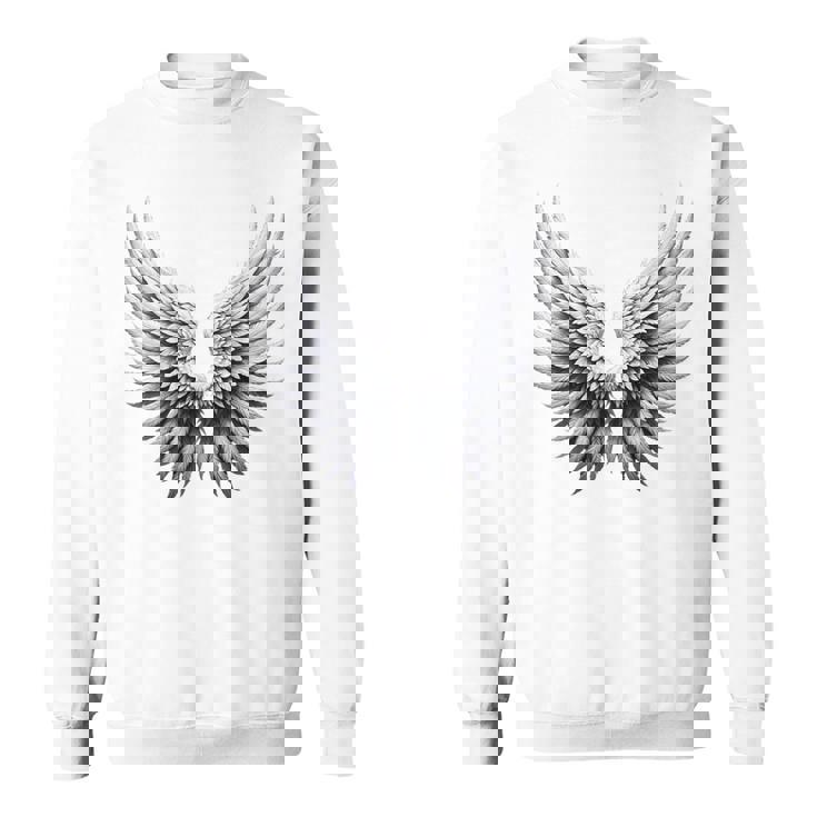 背中には白い天使の羽 スウェットシャツ