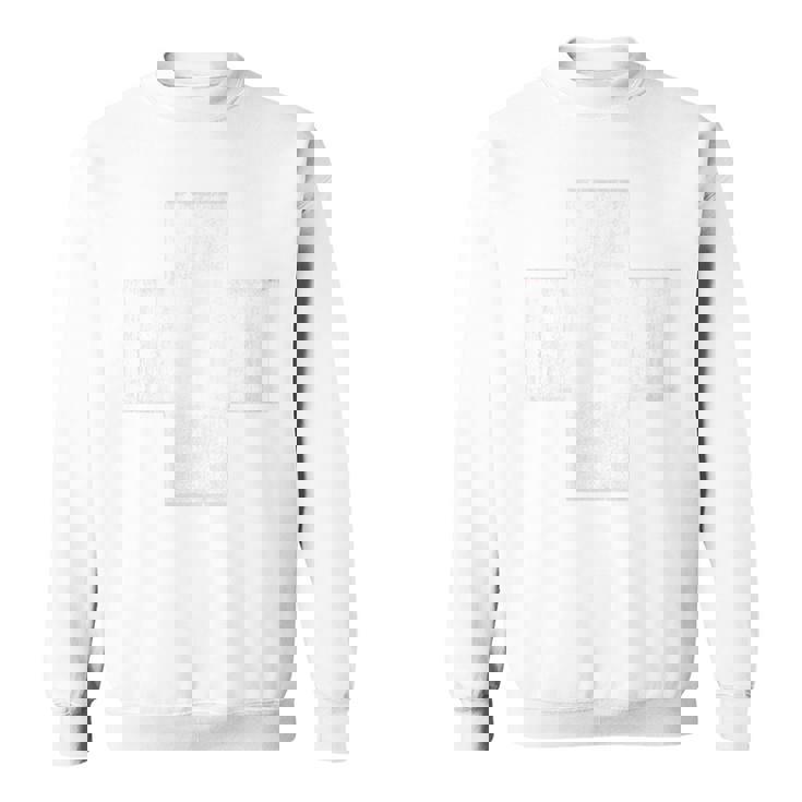 薄風化-ホワイト-クロス-ペイント-オン-レッド-ガード-ライフ スウェットシャツ