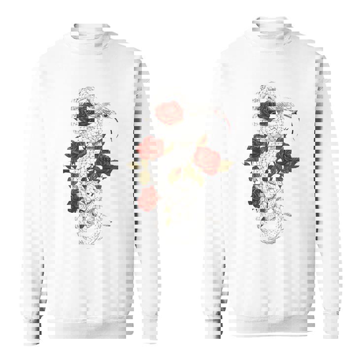 蛇爬虫類 蛇 バラ 花 爬虫類 ギフト スウェットシャツ