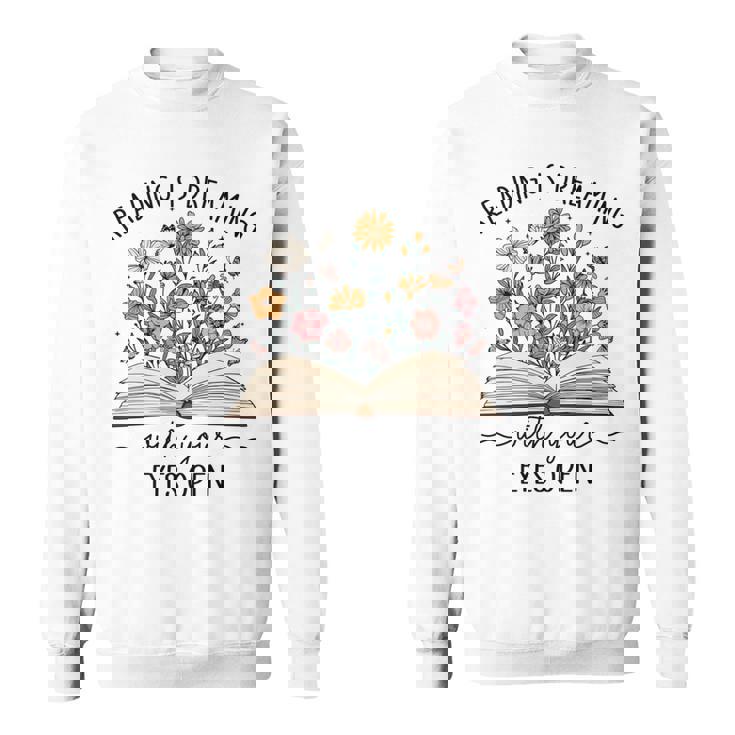 読書は目で見る夢を見る本好き読者 長袖tシャツ スウェットシャツ