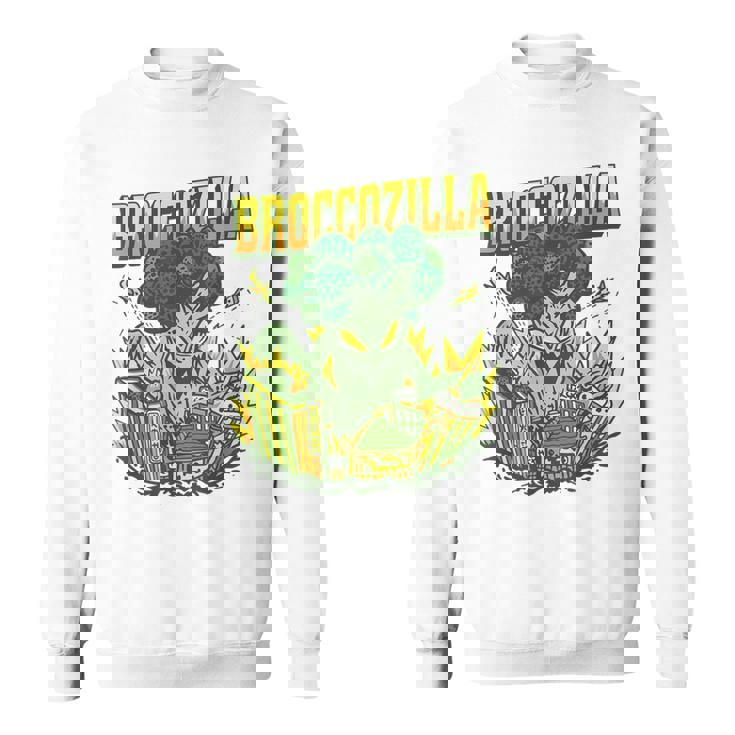 都市を攻撃する巨大なブロッコリーモンスター面白いブロッコリー スウェットシャツ