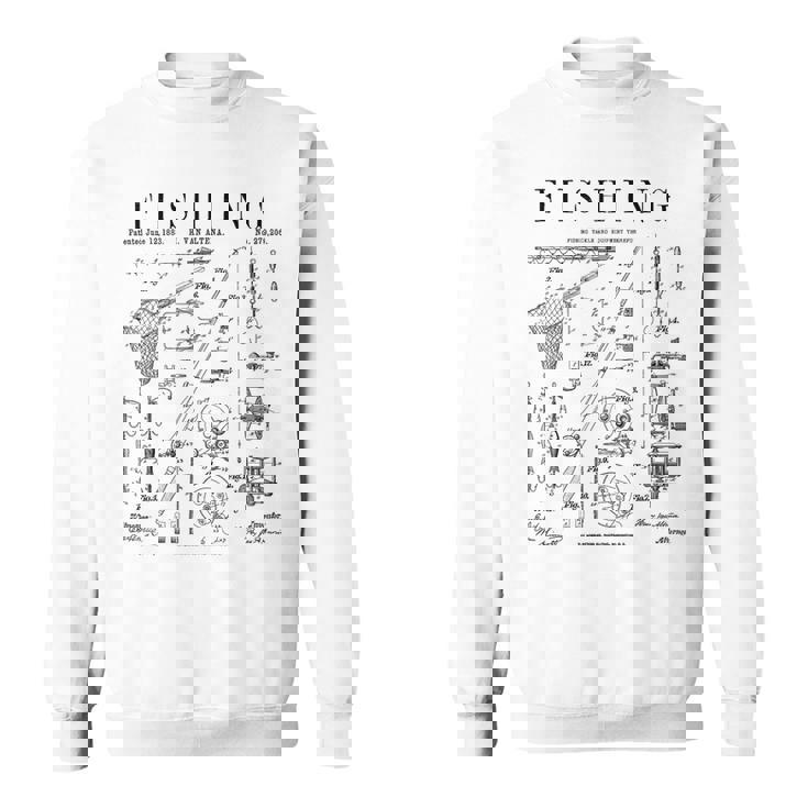 釣り ロッド タックル リール ルアー フィッシャーマン ヴィンテージ 特許 プリント スウェットシャツ