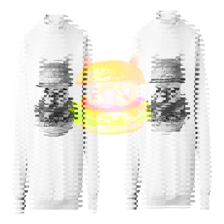 面白いtシャツ フレンチブルドッグ 犬 ハンバーガー メンズ グッズ かわいい おもしろ 面白い 服 ネタ 長袖tシャツ スウェットシャツ