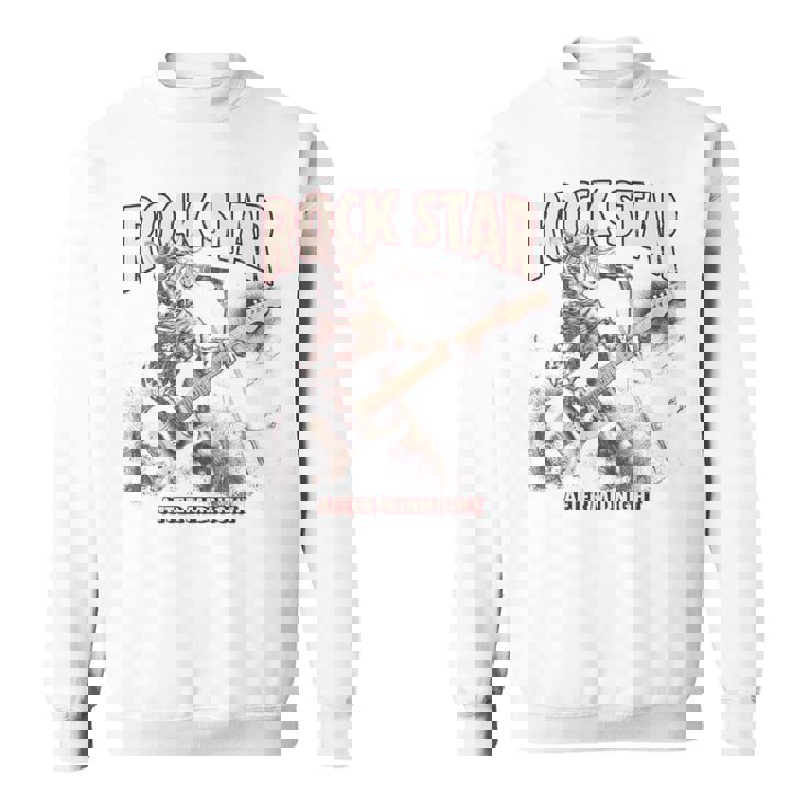 面白いギター猫 エレキギターでロックを弾く猫 長袖tシャツ スウェットシャツ