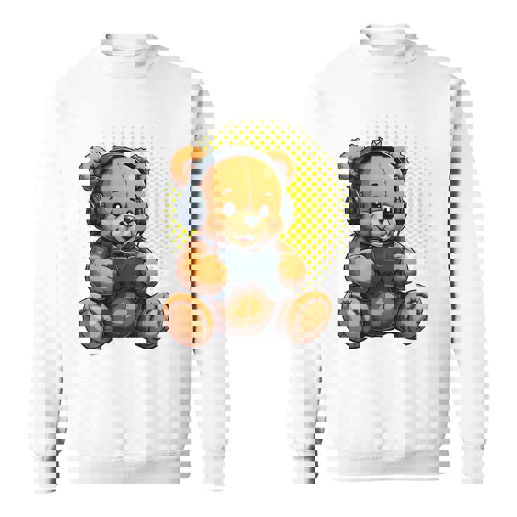 面白いゲームテディホールディングビデオゲームコントローラー。 長袖tシャツ スウェットシャツ