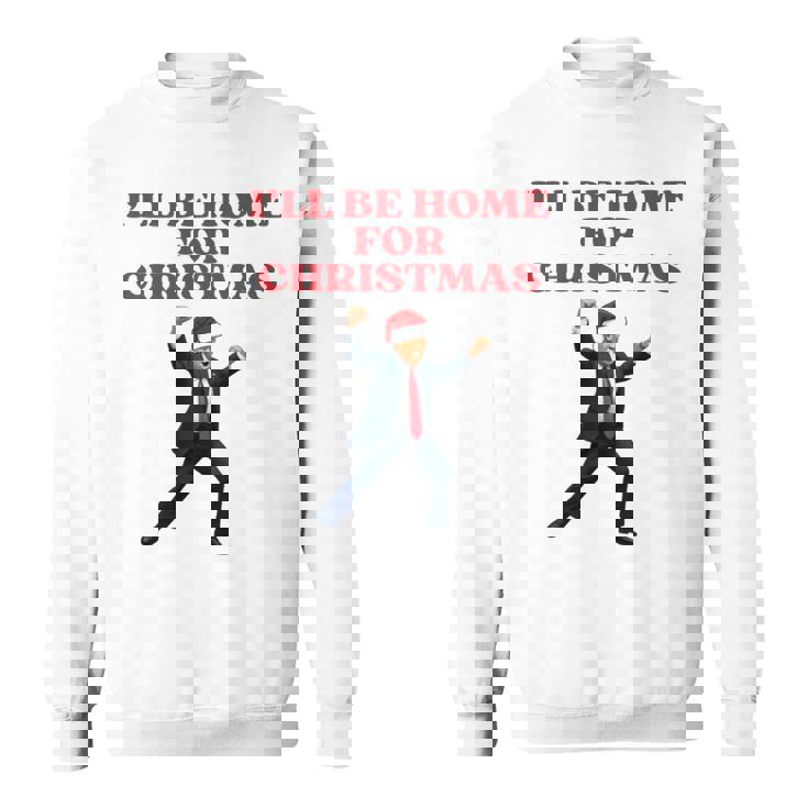 面白いトランプサンタハット、クリスマスに家に帰るよ 長袖tシャツ スウェットシャツ