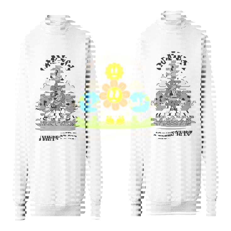 面白いポジティブスマイルサンガーデンハッピーガーデナー植物が育つ 長袖tシャツ スウェットシャツ