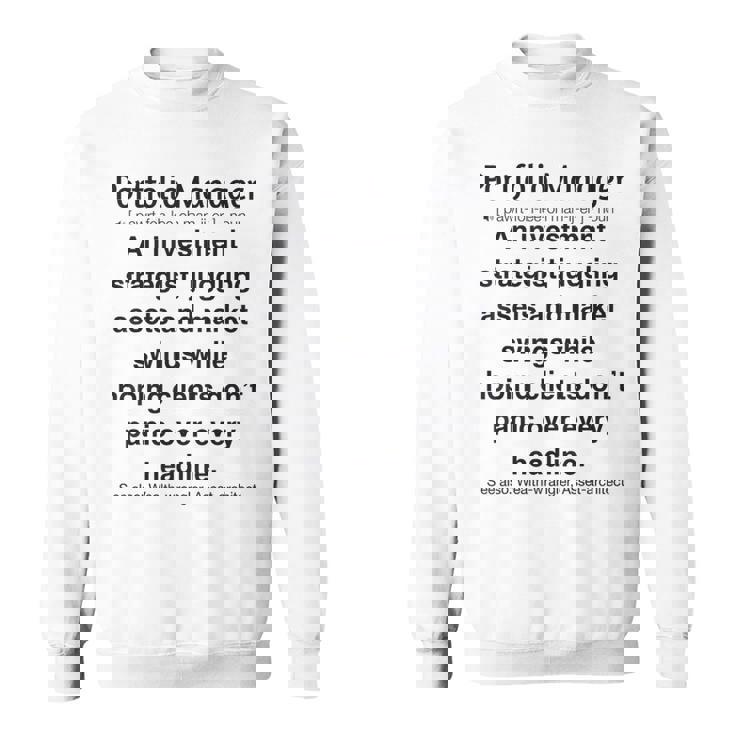 面白いポートフォリオマネージャー スウェットシャツ