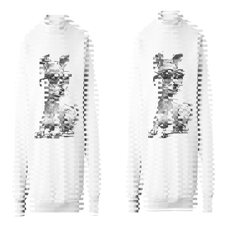 面白いミニチュアピンシャードッグミニピンサングラスデザイン。 スウェットシャツ