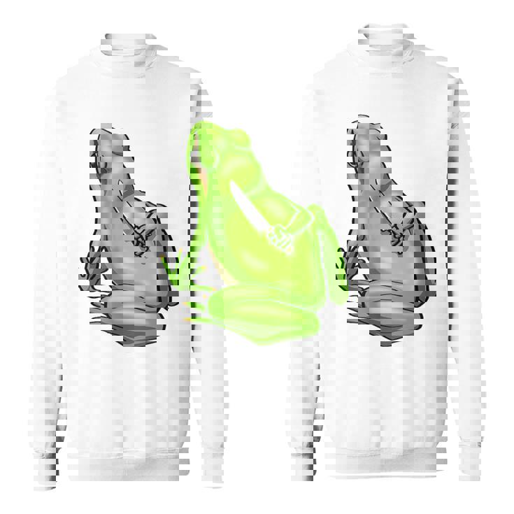 面白い邪悪なカエル サカラスティック 怒っているカエル かわいい 不機嫌な狂気 スウェットシャツ