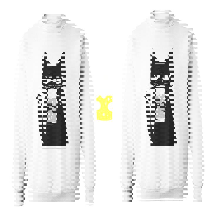 面白い黒猫はビールが大好きおもしろいビール好き スウェットシャツ