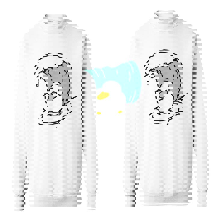 面白くてかわいい小さなアヒルが波をキャッチ。 スウェットシャツ