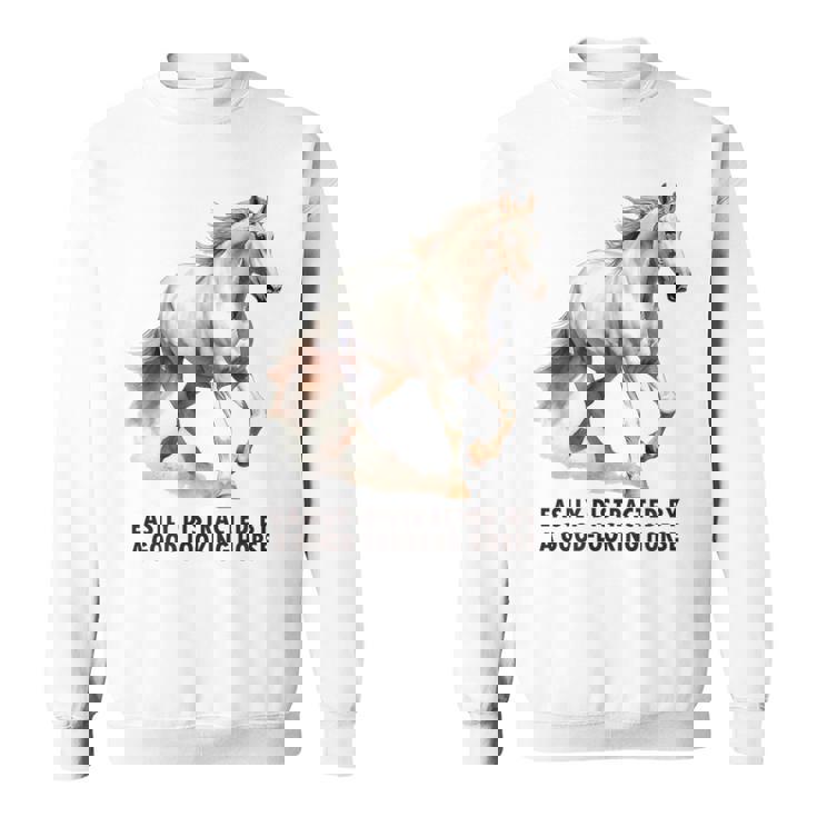 馬の水彩画、乗馬、優雅な高速ランニング馬 スウェットシャツ