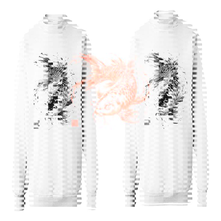 鯉 赤黒 アクアリウム ニシキゴイ 観賞魚 イラスト バックプリント スウェットシャツ