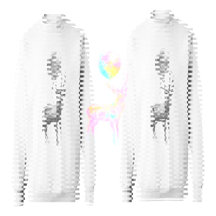 鹿 カラフル モチーフ 抽象 動物 プリント アート 鹿 スウェットシャツ