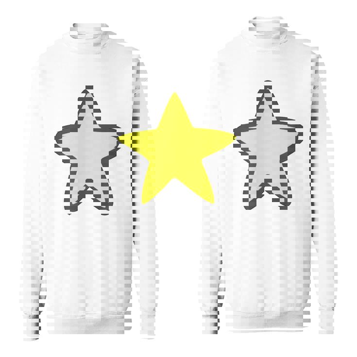 黄色い星と黒のアウトライン スウェットシャツ