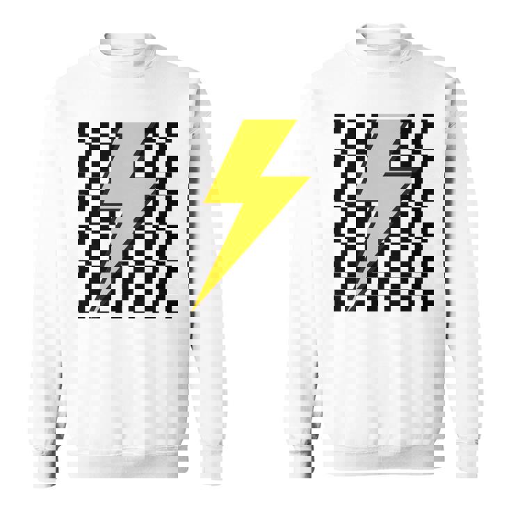 黄色の稲妻チェッカー審美的レーシング 長袖tシャツ スウェットシャツ