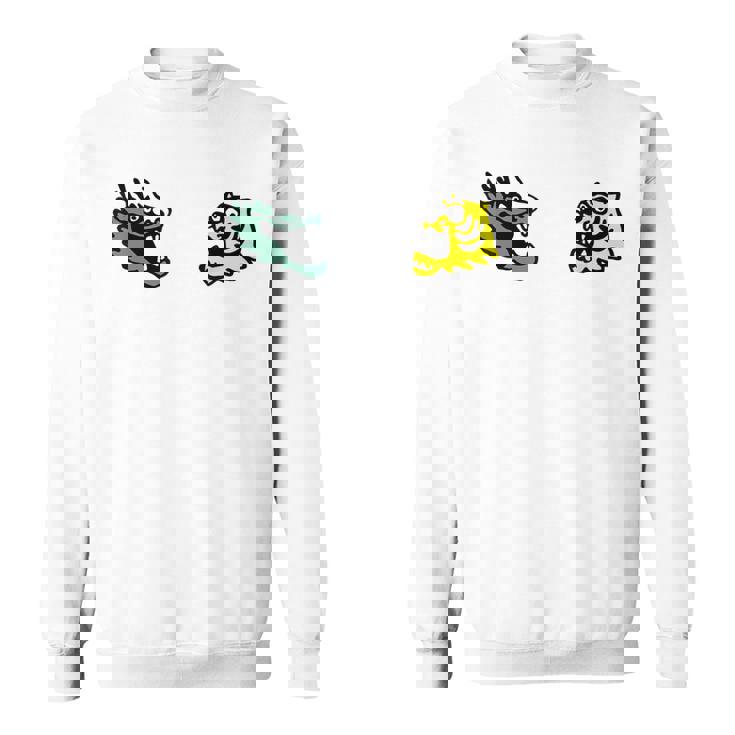 龍 虎 対決 和風キャラクターアート デフォルメポップデザイン スウェットシャツ