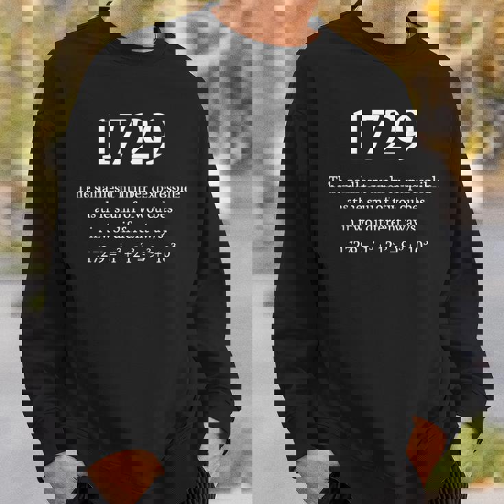 1729 Hardy Ramanujan 数字 数学 数学 オタクギフト スウェットシャツ 彼への贈り物