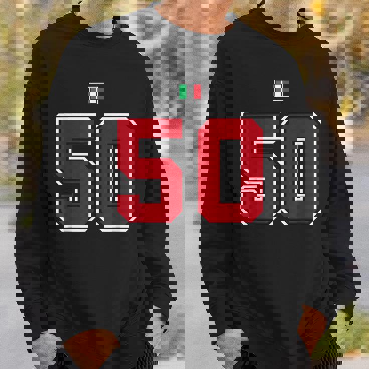 50 ナンバー カレッジスタイル ヴィンテージ 赤 白 イタリア国旗 スウェットシャツ 彼への贈り物