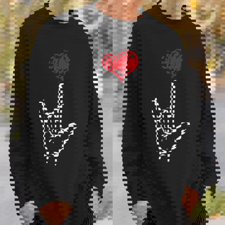 Asl I Love You Hand Heart アメリカ手話 スウェットシャツ 彼への贈り物
