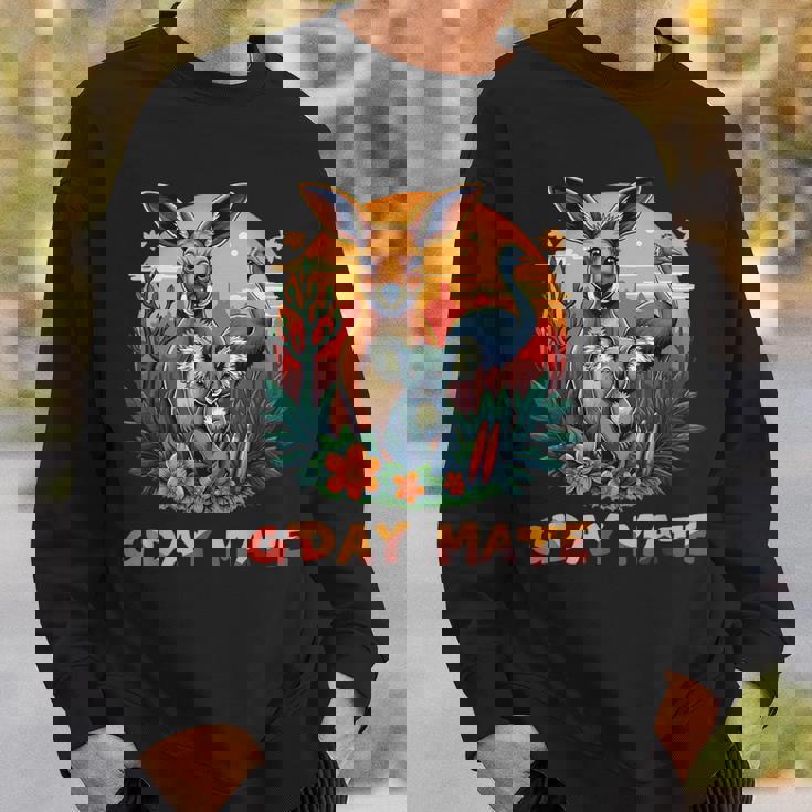 Australia G'day Mate And Aussie Animals Kangaroo Koala Emu スウェットシャツ 彼への贈り物