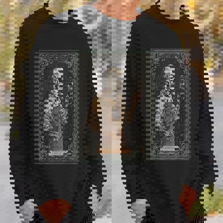 The Barber タロットカード ゴシック スケルトン 散髪店 ハロウィン スウェットシャツ 彼への贈り物