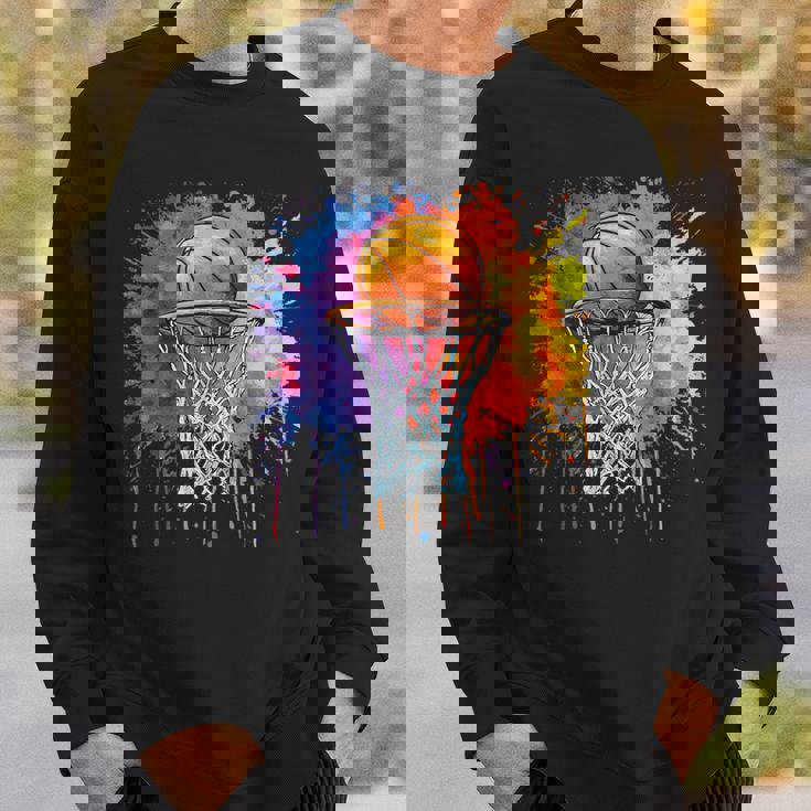 Basketball Colorful Drip Graphic Sweatshirt Gifts for Him