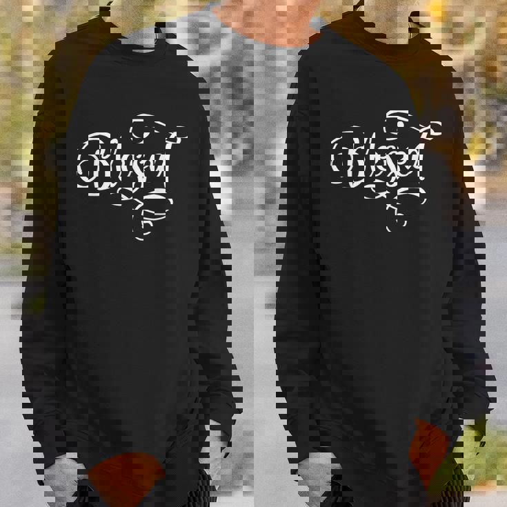 Blessed ファンシースクリプト クリスチャン 宗教 神 イエス スウェットシャツ 彼への贈り物