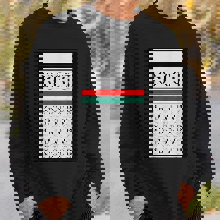 Bocci ぼっち ロゴ 総柄 緑 赤 イタリア国旗風【変なデザイン屋さん】陰キャ オタク ブランド パロディ 面白 スウェットシャツ 彼への贈り物