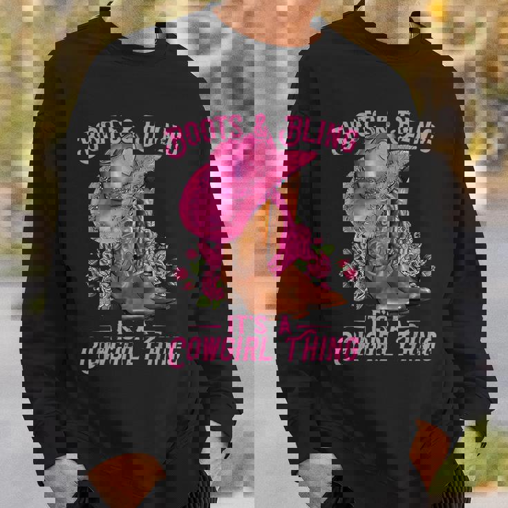 Boots And Bling It's A Cowgirl Thing Western Rodeo Cowgirl Sweatshirt Gifts for Him