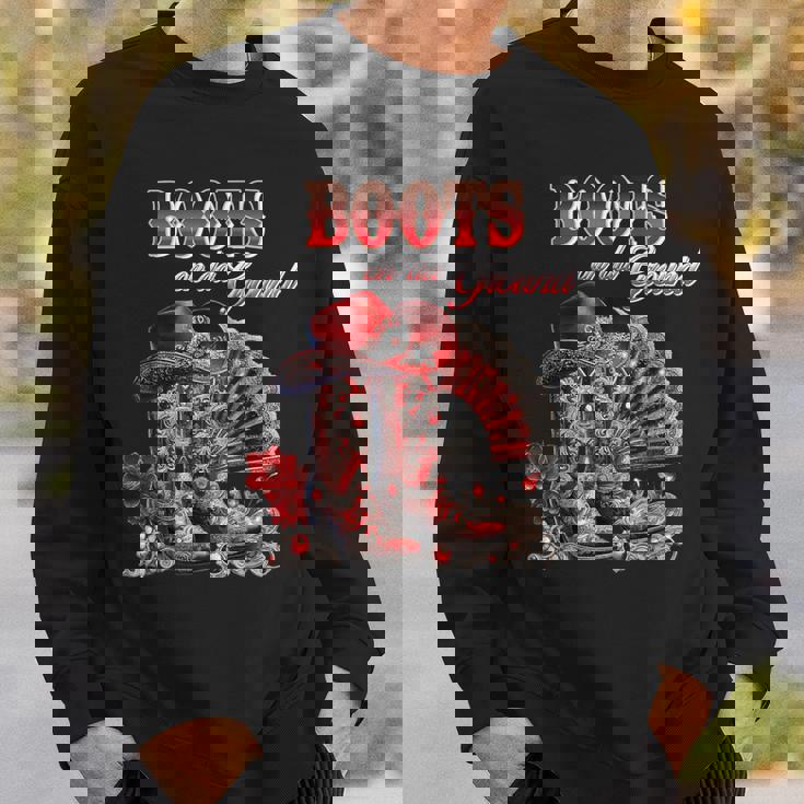 Boots On The Ground Boot Cowboy Western Cowgirl Linedance Sweatshirt Gifts for Him